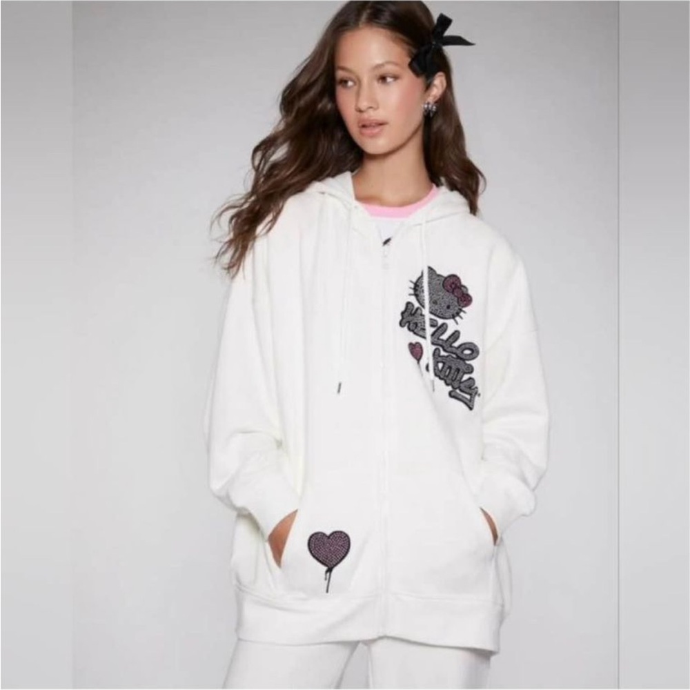 Forever 21 Hello Kitty rhinestone zip-up hoodie Small NWT